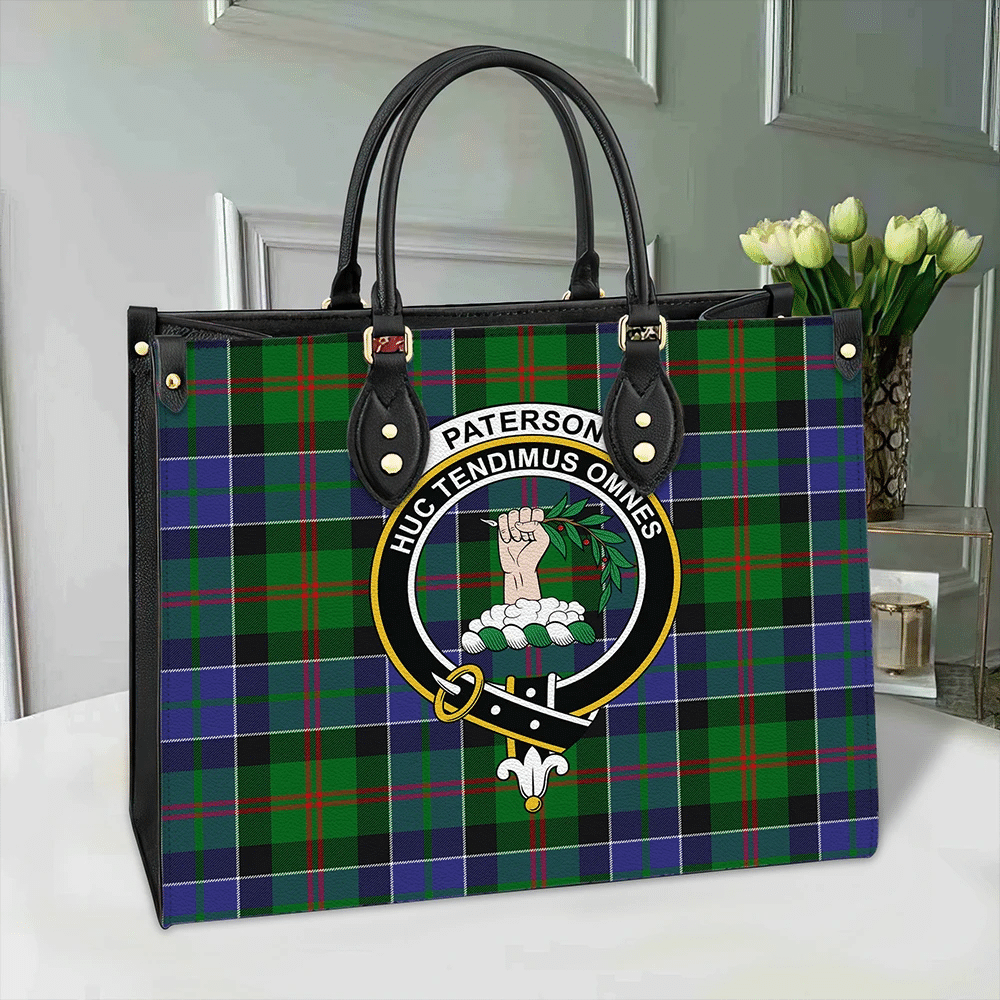 Clan Paterson Tartan Crest Leather Bag DT46 Clan Paterson Tartan Today   