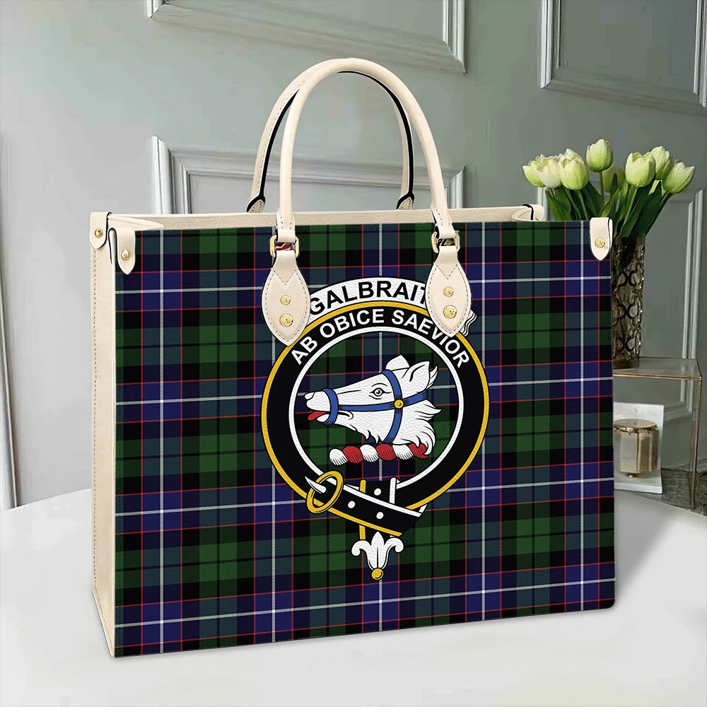 Clan Galbraith Modern Tartan Crest Leather Bag HJ39 Clan Rait Tartan Today   