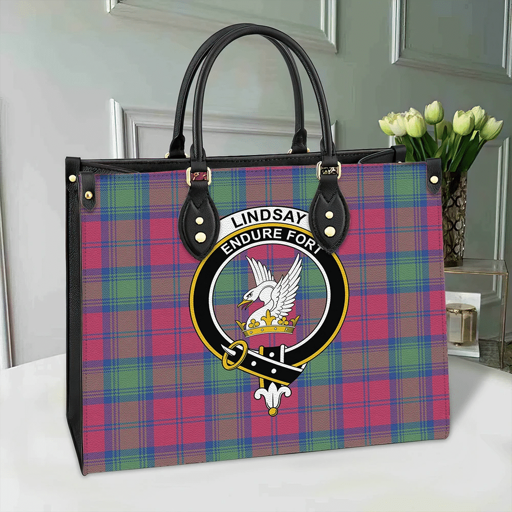 Clan Lindsay Ancient Tartan Crest Leather Bag MC36 Clan Lindsay Tartan Today   