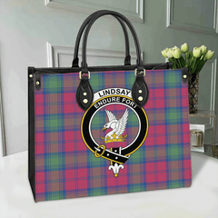 Clan Lindsay Ancient Tartan Crest Leather Bag MC36 Clan Lindsay Tartan Today   