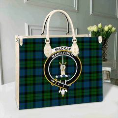 Clan MacKay Modern Tartan Crest Leather Bag JJ61 Clan MacKay Tartan Today   