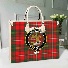 Clan Hay Modern Tartan Crest Leather Bag NU89 Clan Hay Tartan Today   