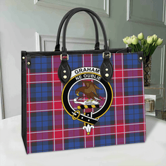 Clan Graham Of Menteith Red Tartan Crest Leather Bag PH41 Clan Graham Tartan Today   