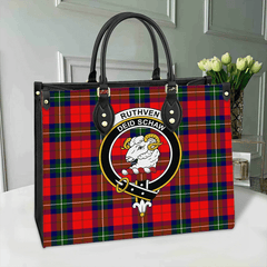 Clan Ruthven Modern Tartan Crest Leather Bag HO31 Clan Ruthven Tartan Today   