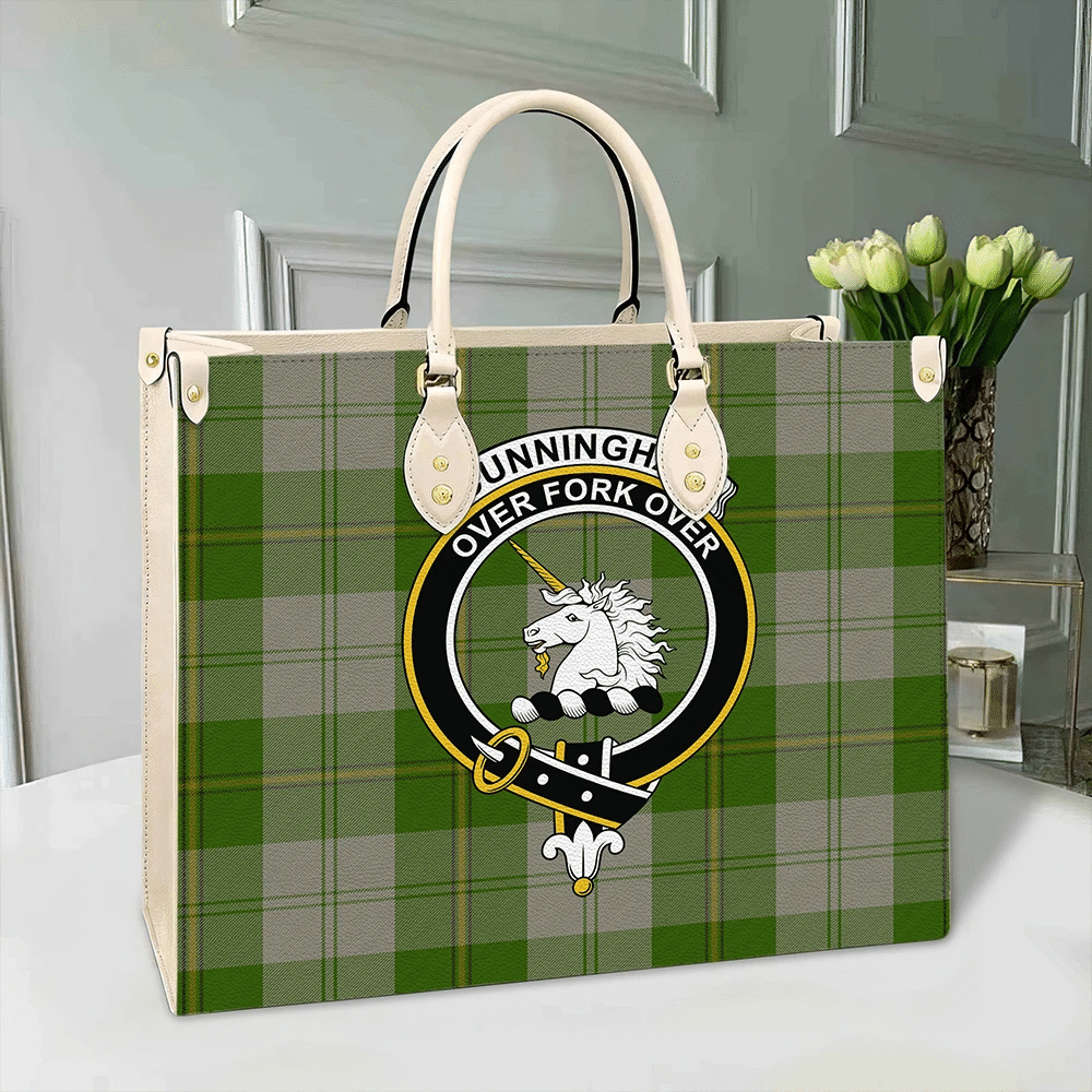 Clan Cunningham Dress Green Dancers Tartan Crest Leather Bag WM16 Clan Cunningham Tartan Today   