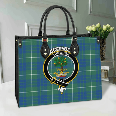 Clan Hamilton Hunting Ancient Tartan Crest Leather Bag LM34