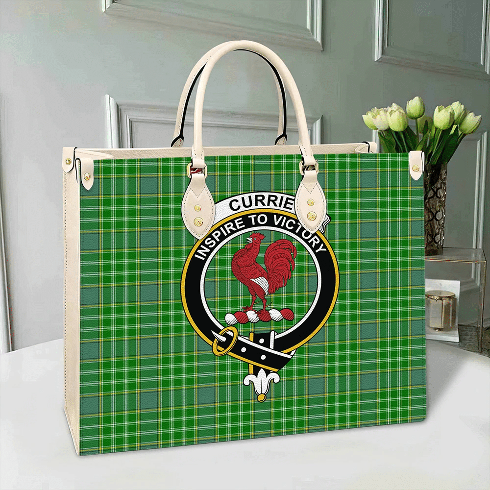 Clan Currie Tartan Crest Leather Bag VN20 Clan Currie Tartan Today   