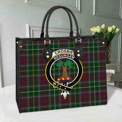 Clan Crosbie Tartan Crest Leather Bag SD74 Clan Crosbie Tartan Today   