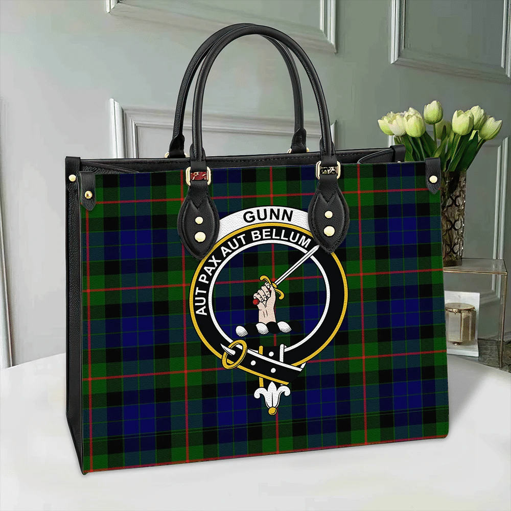 Clan Gunn Modern Tartan Crest Leather Bag XY90 Clan Gunn Tartan Today   
