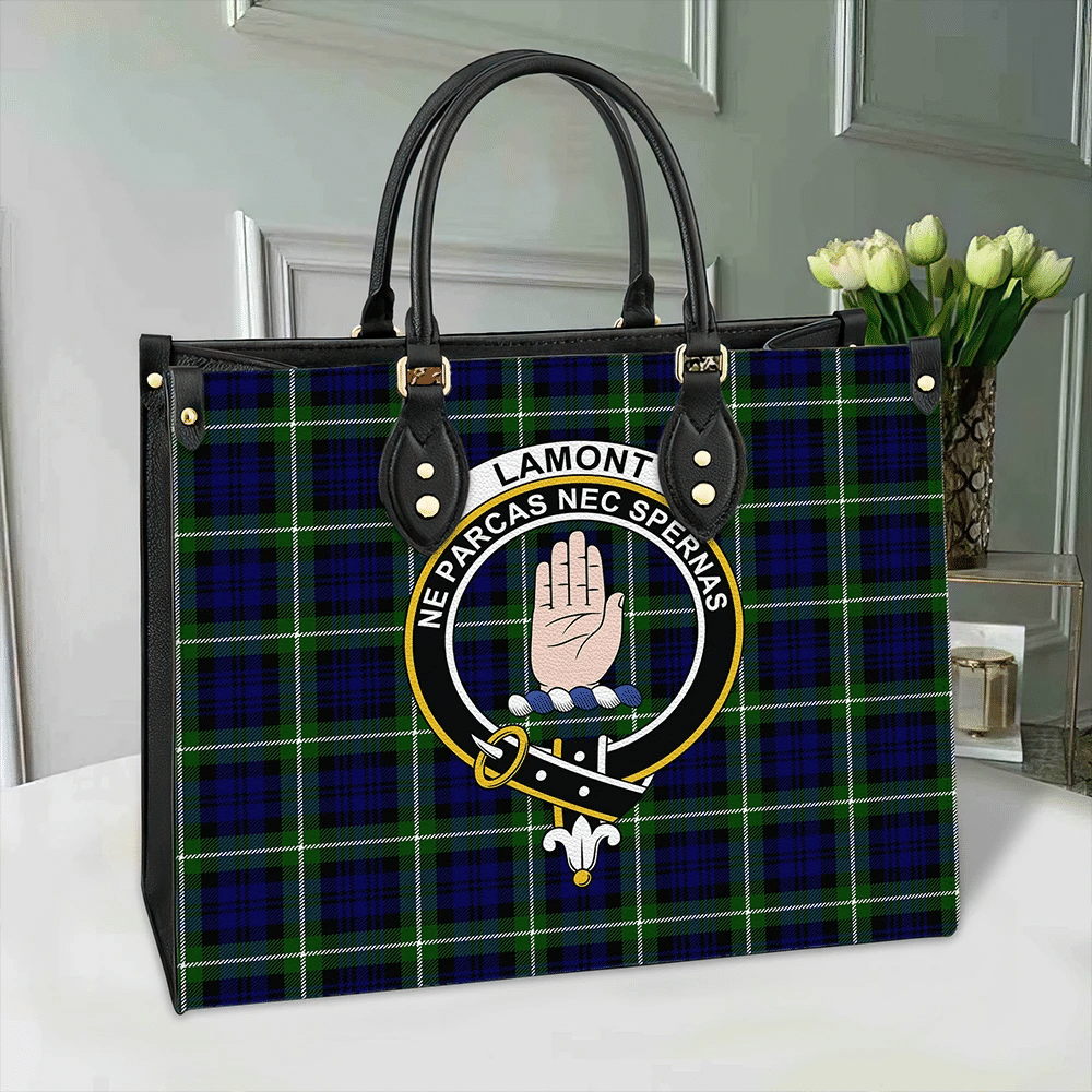 Clan Lamont Modern Tartan Crest Leather Bag QO26 Clan Lamont Tartan Today   