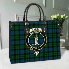 Clan MacKay Modern Tartan Crest Leather Bag JJ61 Clan MacKay Tartan Today   