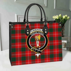Clan Chisholm Modern Tartan Crest Leather Bag SC39 Clan Chisholm Tartan Today   