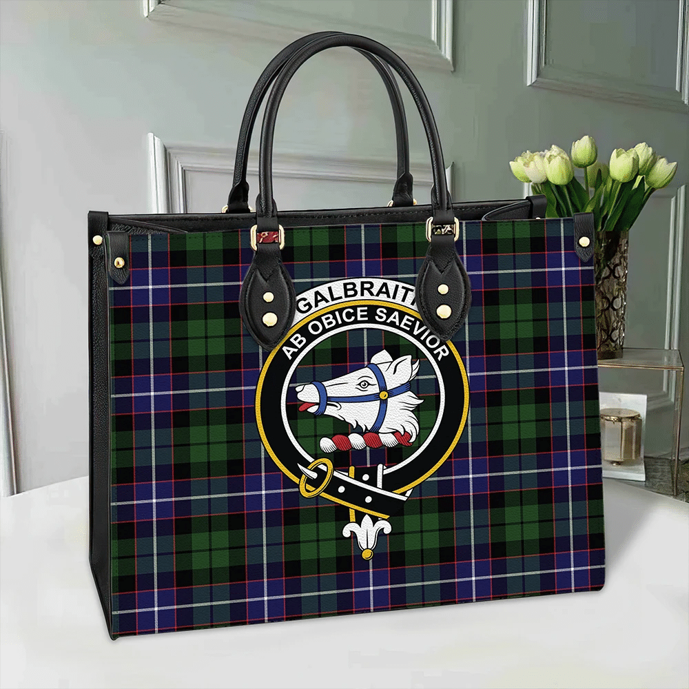 Clan Galbraith Modern Tartan Crest Leather Bag HJ39 Clan Rait Tartan Today   
