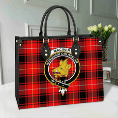 Clan MacIver Modern Tartan Crest Leather Bag BT85 Clan Borthwick Tartan Today   