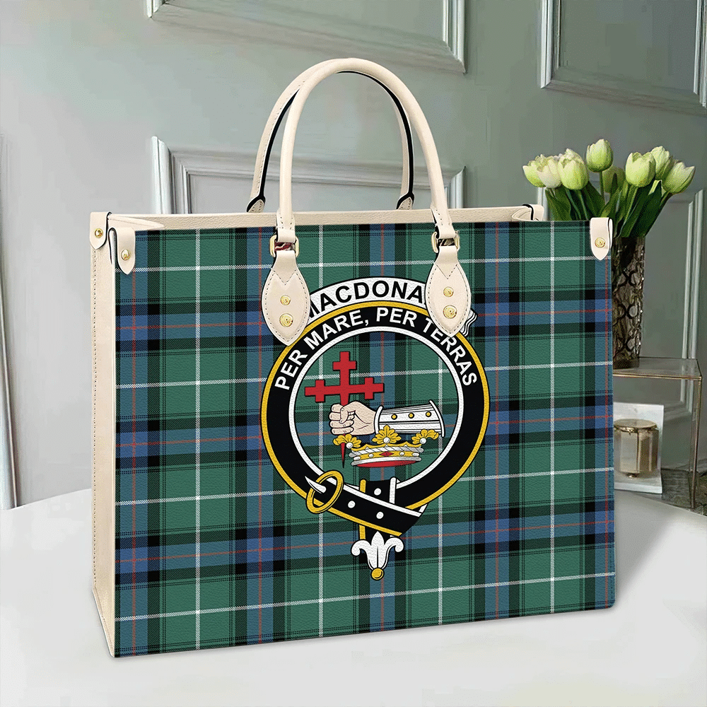 Clan MacDonald Of The Isles Hunting Ancient Tartan Crest Leather Bag ZG36 Clan MacDonald Tartan Today   