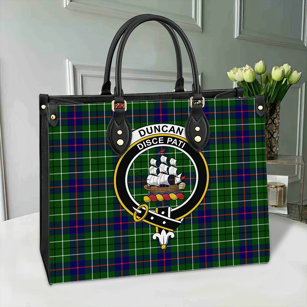 Clan Duncan Modern Tartan Crest Leather Bag UH13 Clan Duncan Tartan Today   