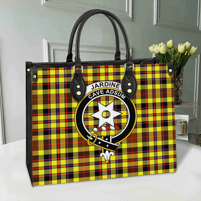 Clan Jardine Tartan Crest Leather Bag