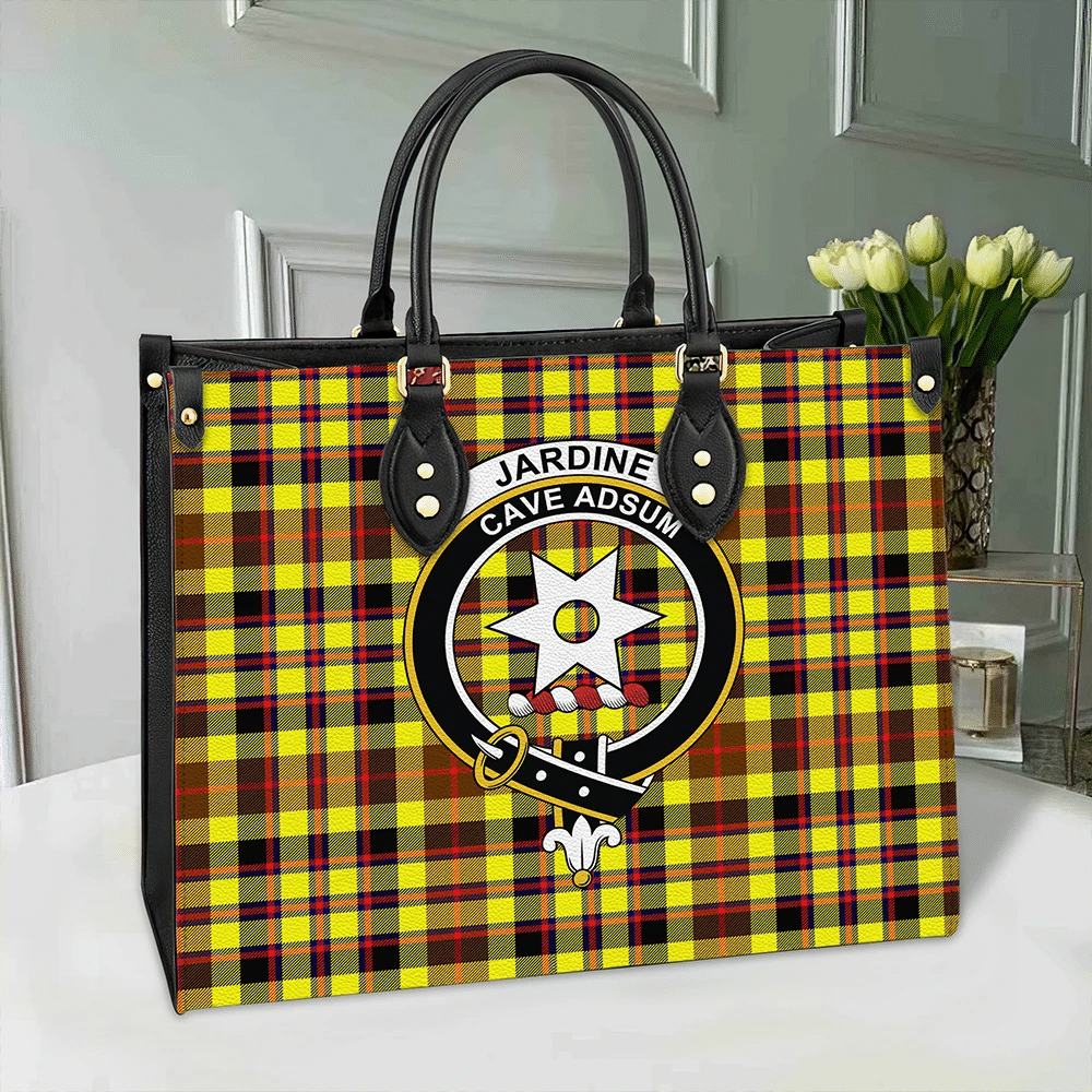 Clan Jardine Tartan Crest Leather Bag CF99 Clan Jardine Tartan Today   