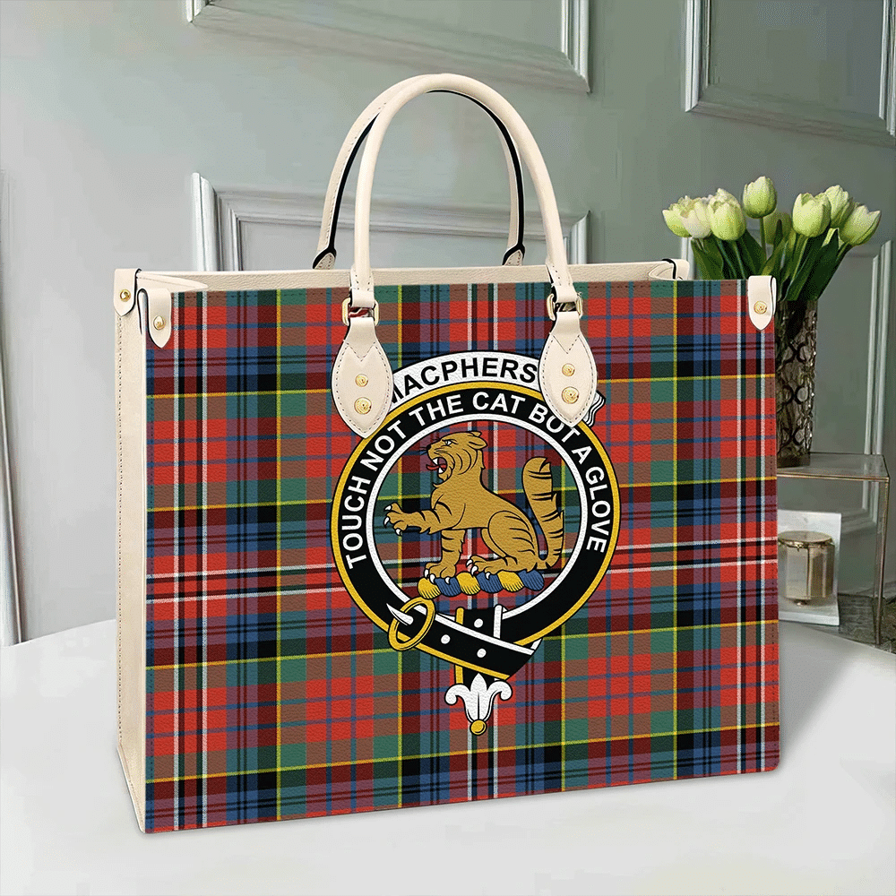 Clan MacPherson Ancient Tartan Crest Leather Bag KB29 Clan MacPherson Tartan Today   