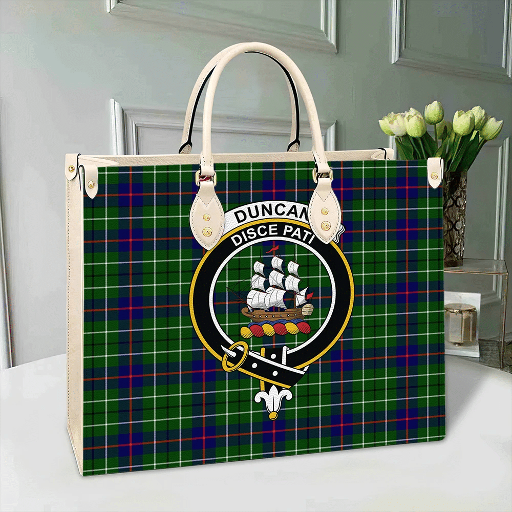 Clan Duncan Modern Tartan Crest Leather Bag UH13 Clan Duncan Tartan Today   