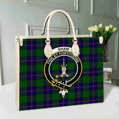 Clan Shaw Modern Tartan Crest Leather Bag SF23 Clan Shaw Tartan Today   