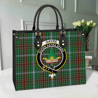 Clan Gayre Tartan Crest Leather Bag