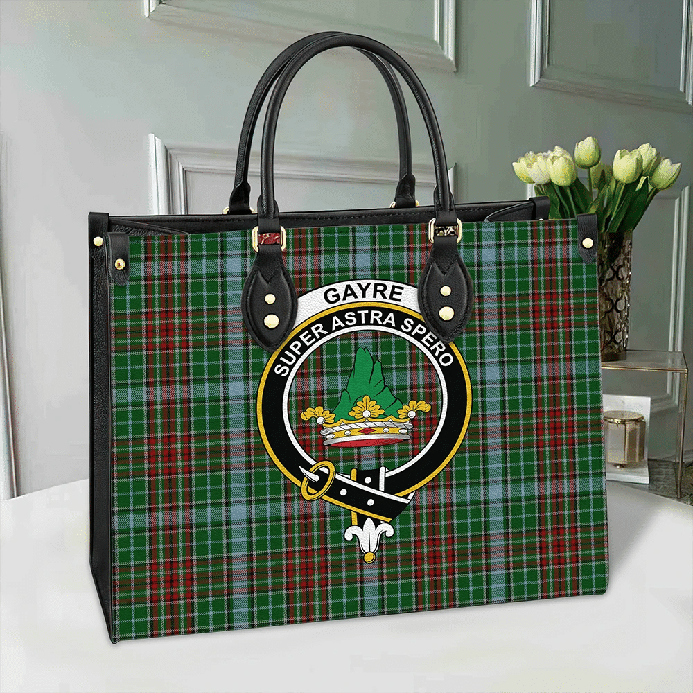 Clan Gayre Tartan Crest Leather Bag DI31 Clan Gayre Tartan Today   