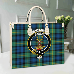 Clan Gordon Ancient Tartan Crest Leather Bag QR66 Clan Gordon Tartan Today   