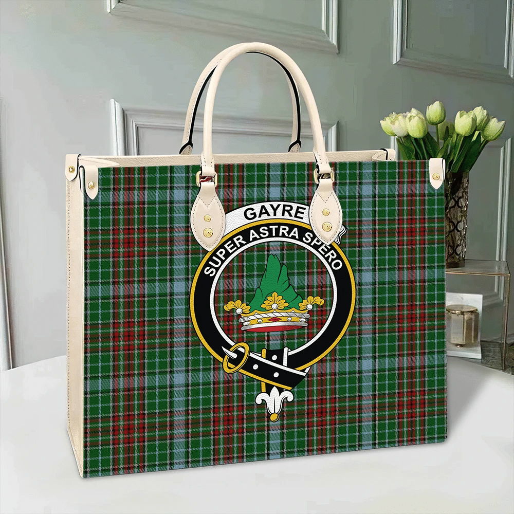 Clan Gayre Tartan Crest Leather Bag DI31 Clan Gayre Tartan Today   