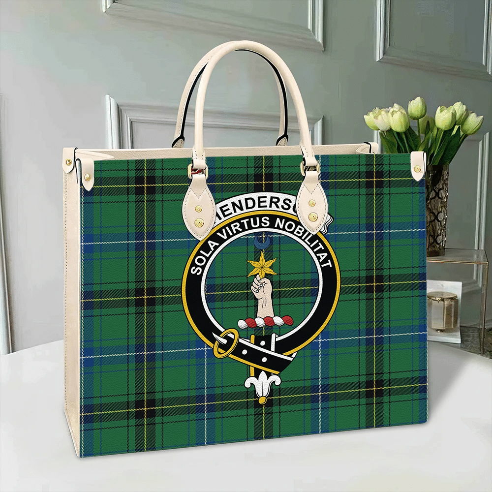 Clan Henderson Ancient Tartan Crest Leather Bag FX29 Clan Henderson Tartan Today   
