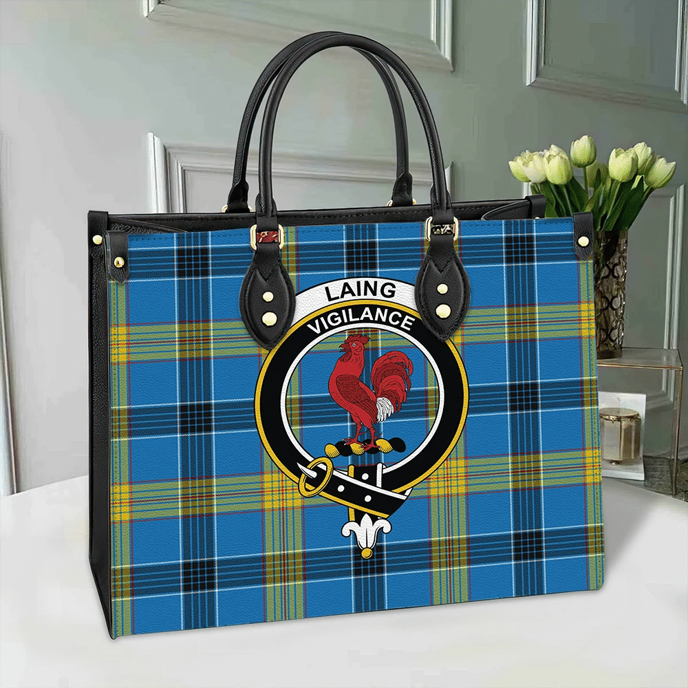 Clan Laing Tartan Crest Leather Bag LM54 Clan Laing Tartan Today   