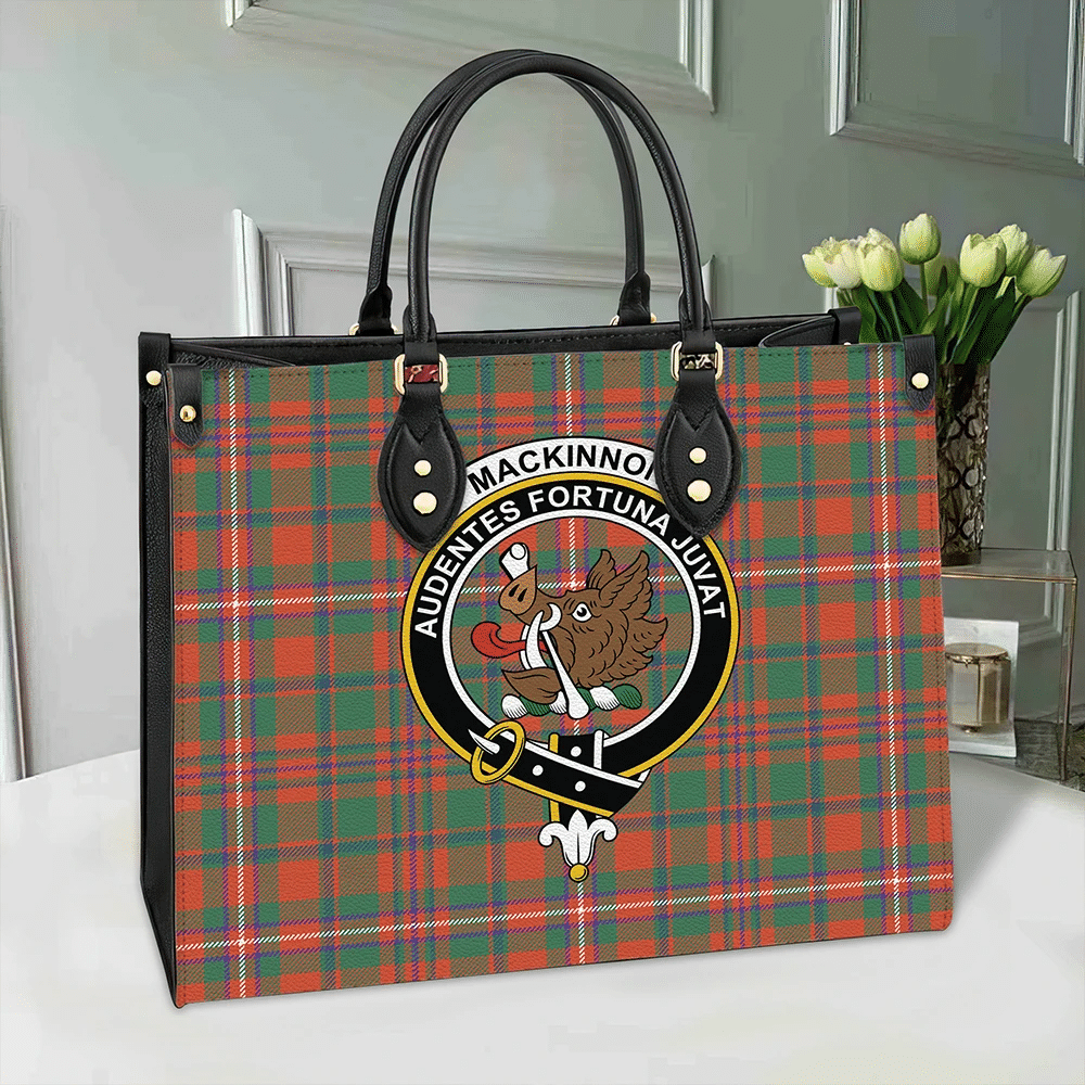 Clan MacKinnon Ancient Tartan Crest Leather Bag HO63 Clan MacKinnon Tartan Today   