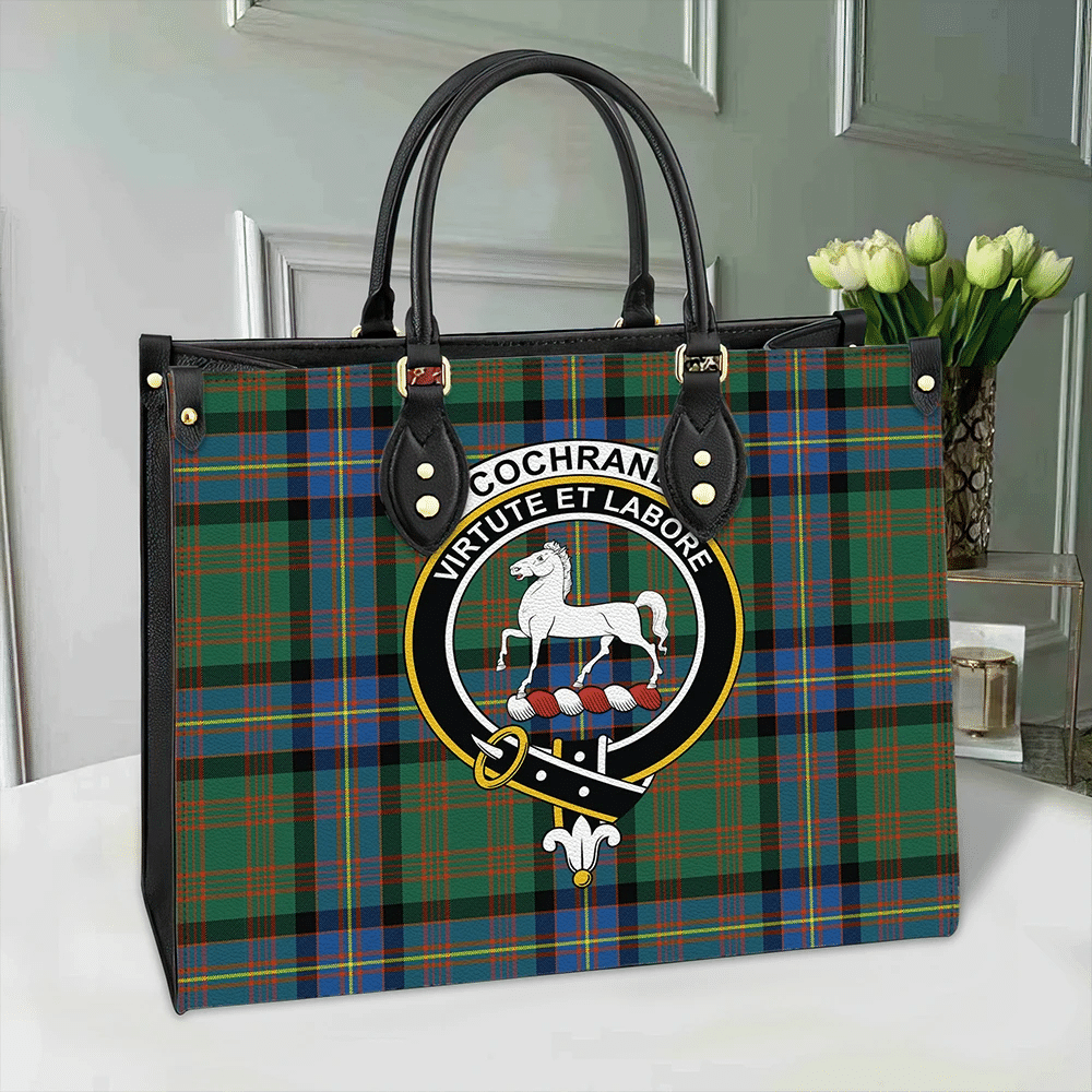 Clan Cochrane Ancient Tartan Crest Leather Bag QJ77 Clan Cochrane Tartan Today   