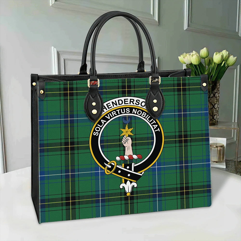 Clan Henderson Ancient Tartan Crest Leather Bag FX29 Clan Henderson Tartan Today   