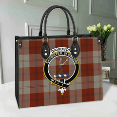 Clan Davidson Dress Dancers Tartan Crest Leather Bag JJ12 Clan Davidson Tartan Today   
