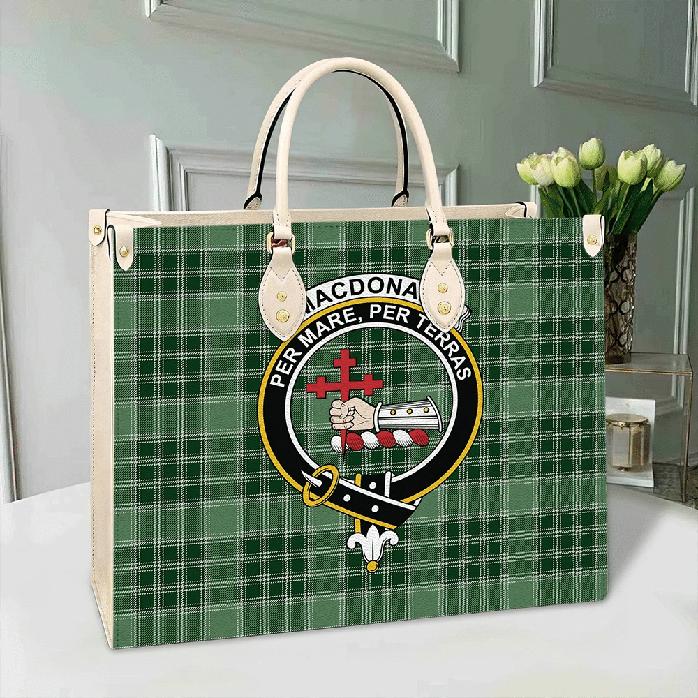 Clan MacDonald Lord Of The Isles Hunting Tartan Crest Leather Bag KE58 Clan MacDonald Tartan Today   