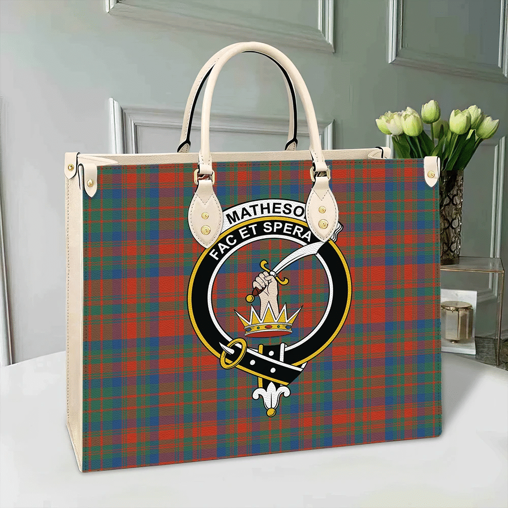 Clan Matheson Ancient Tartan Crest Leather Bag AI72 Clan Matheson Tartan Today   