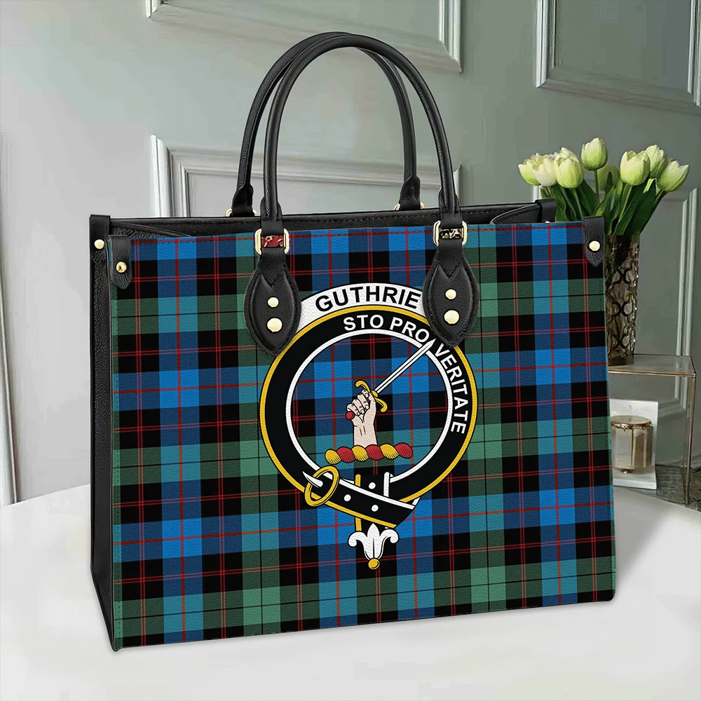 Clan Guthrie Ancient Tartan Crest Leather Bag QZ21 Clan Guthrie Tartan Today   