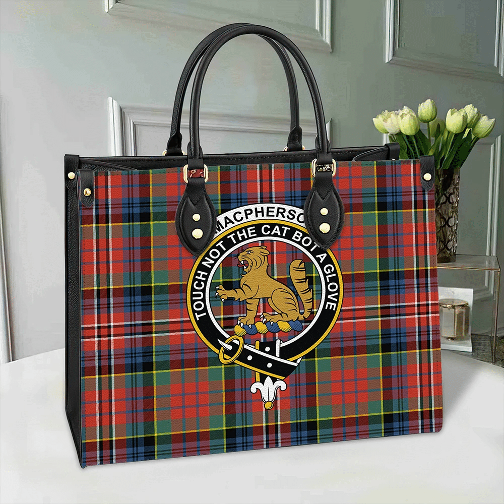 Clan MacPherson Ancient Tartan Crest Leather Bag KB29 Clan MacPherson Tartan Today   