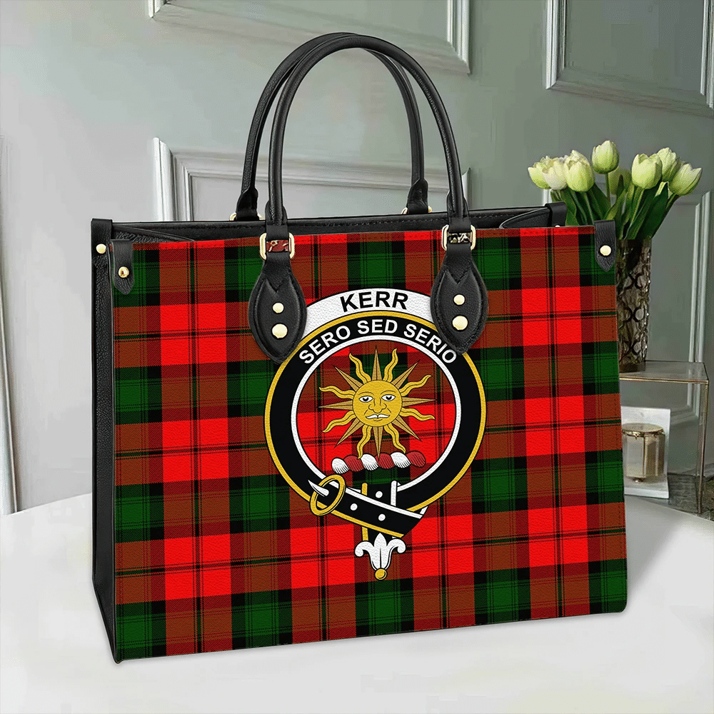 Clan Kerr Modern Tartan Crest Leather Bag JU74 Clan Kerr Tartan Today   
