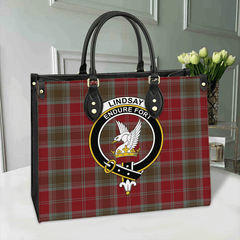 Clan Lindsay Weathered Tartan Crest Leather Bag NP19 Clan Lindsay Tartan Today   