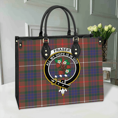 Clan Fraser Hunting Modern Tartan Crest Leather Bag KP80 Clan Fraser Tartan Today   