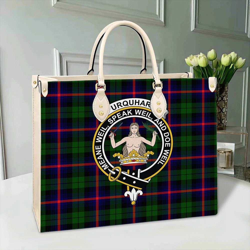 Clan Urquhart Modern Tartan Crest Leather Bag MG41 Clan Urquhart Tartan Today   