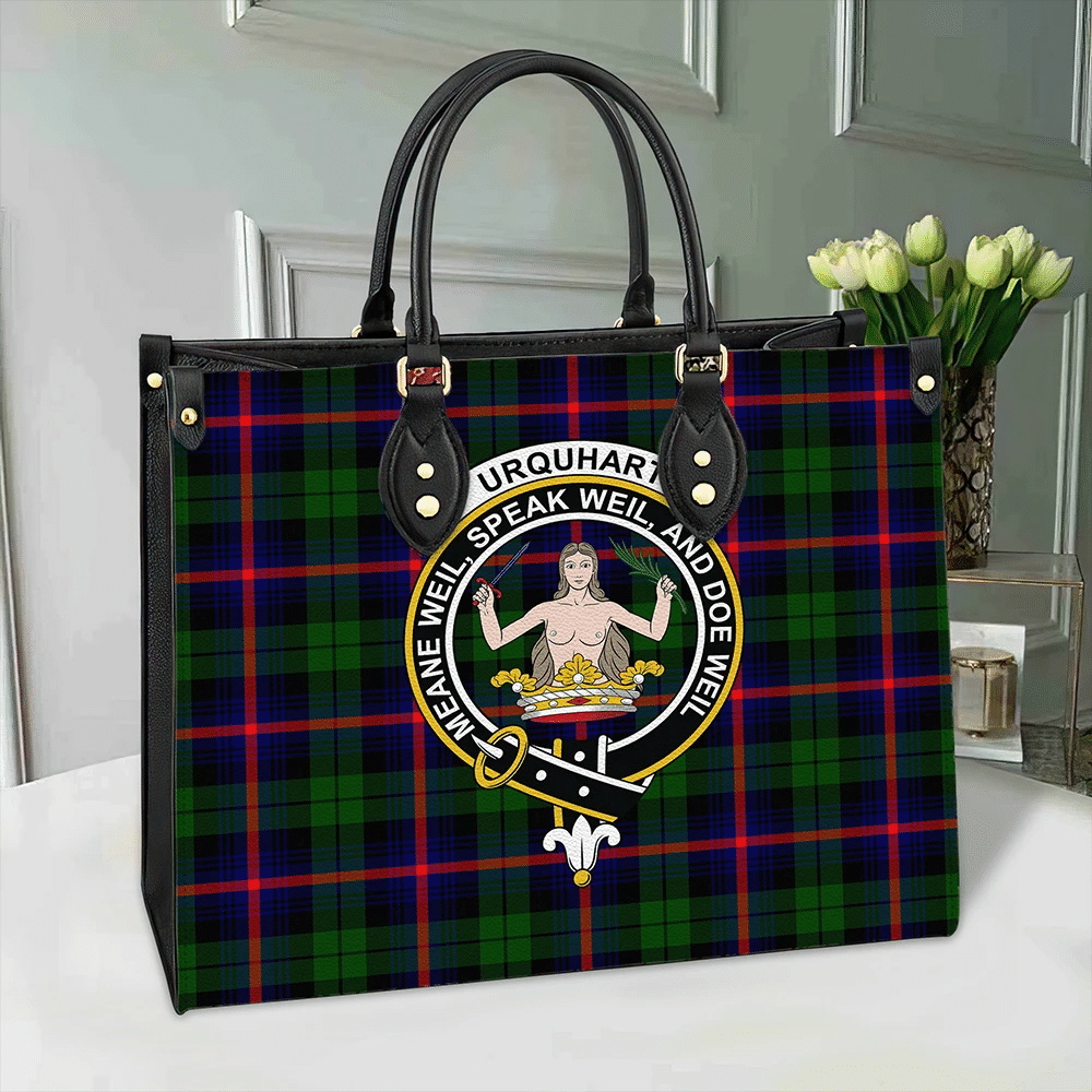 Clan Urquhart Modern Tartan Crest Leather Bag MG41 Clan Urquhart Tartan Today   