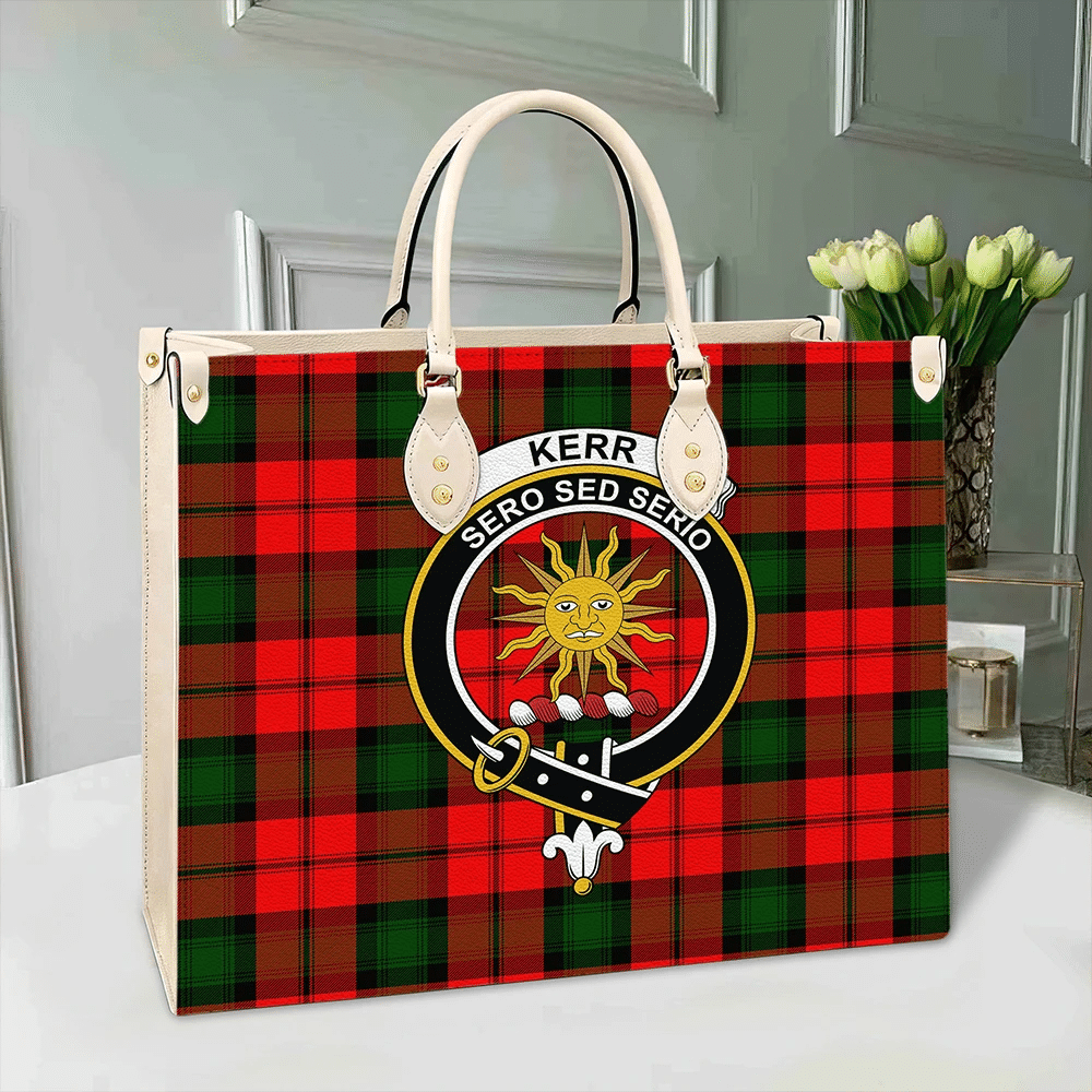 Clan Kerr Modern Tartan Crest Leather Bag JU74 Clan Kerr Tartan Today   