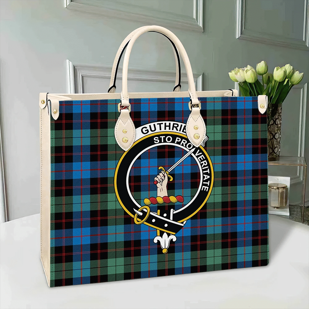 Clan Guthrie Ancient Tartan Crest Leather Bag QZ21 Clan Guthrie Tartan Today   