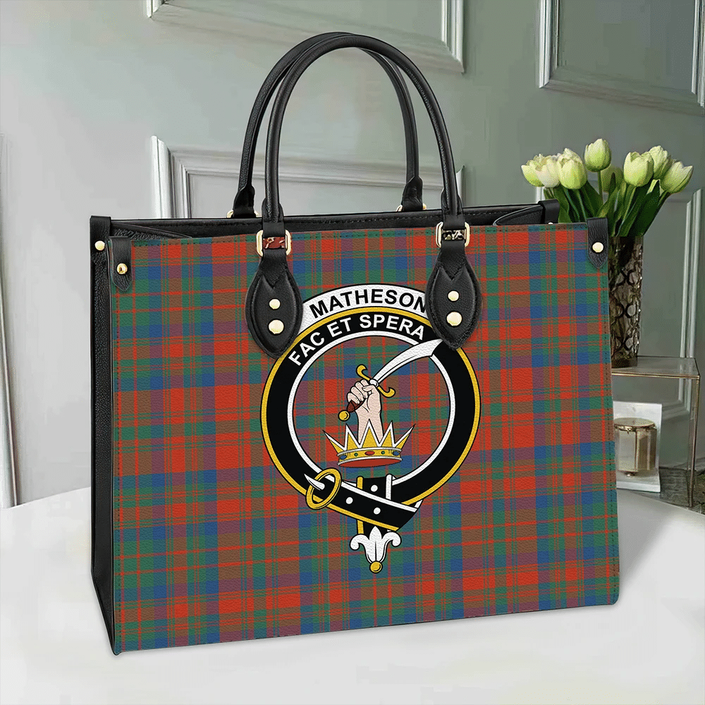 Clan Matheson Ancient Tartan Crest Leather Bag AI72 Clan Matheson Tartan Today   