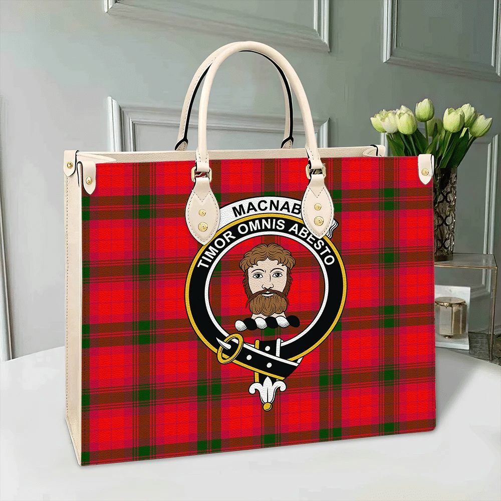 Clan MacNab Modern Tartan Crest Leather Bag QI74 Clan MacNab Tartan Today   