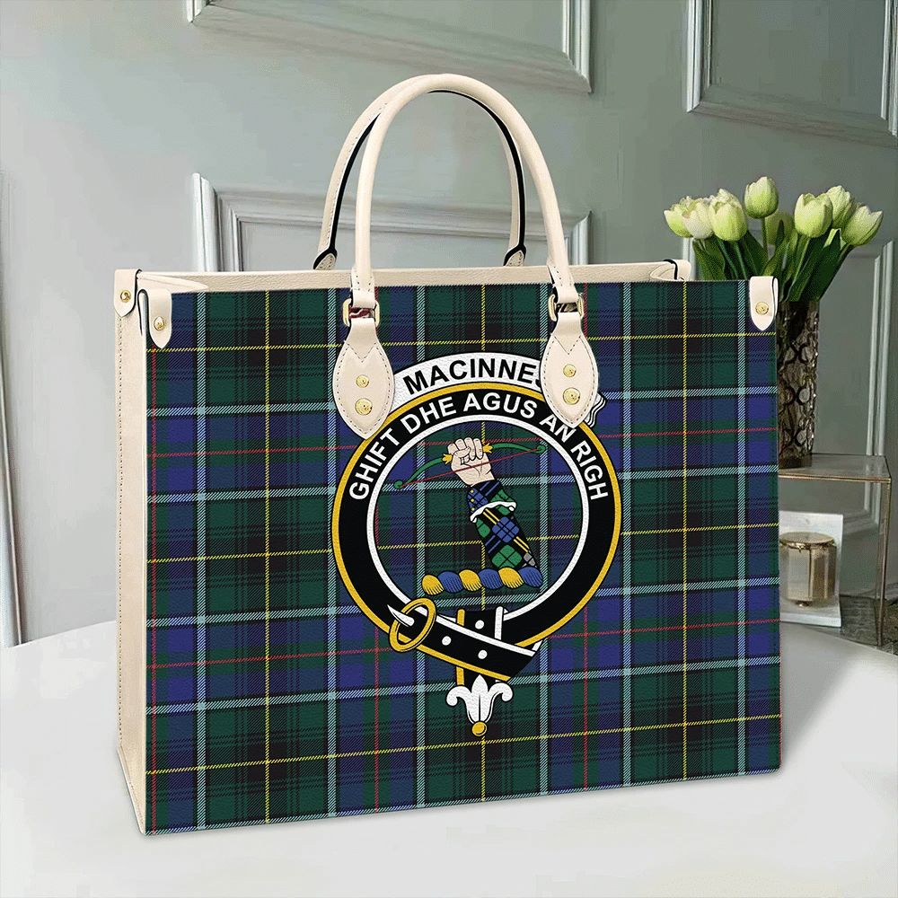 Clan MacInnes Modern Tartan Crest Leather Bag EL41 Clan MacInnes Tartan Today   