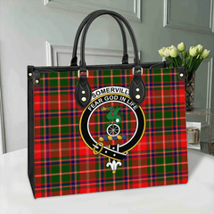 Clan Somerville Modern Tartan Crest Leather Bag FR60 Clan Somerville Tartan Today   